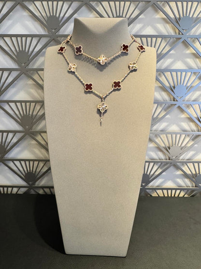 [GALE]CLOVER 20 MOTIFS LASER CARNELIAN NECKLACE