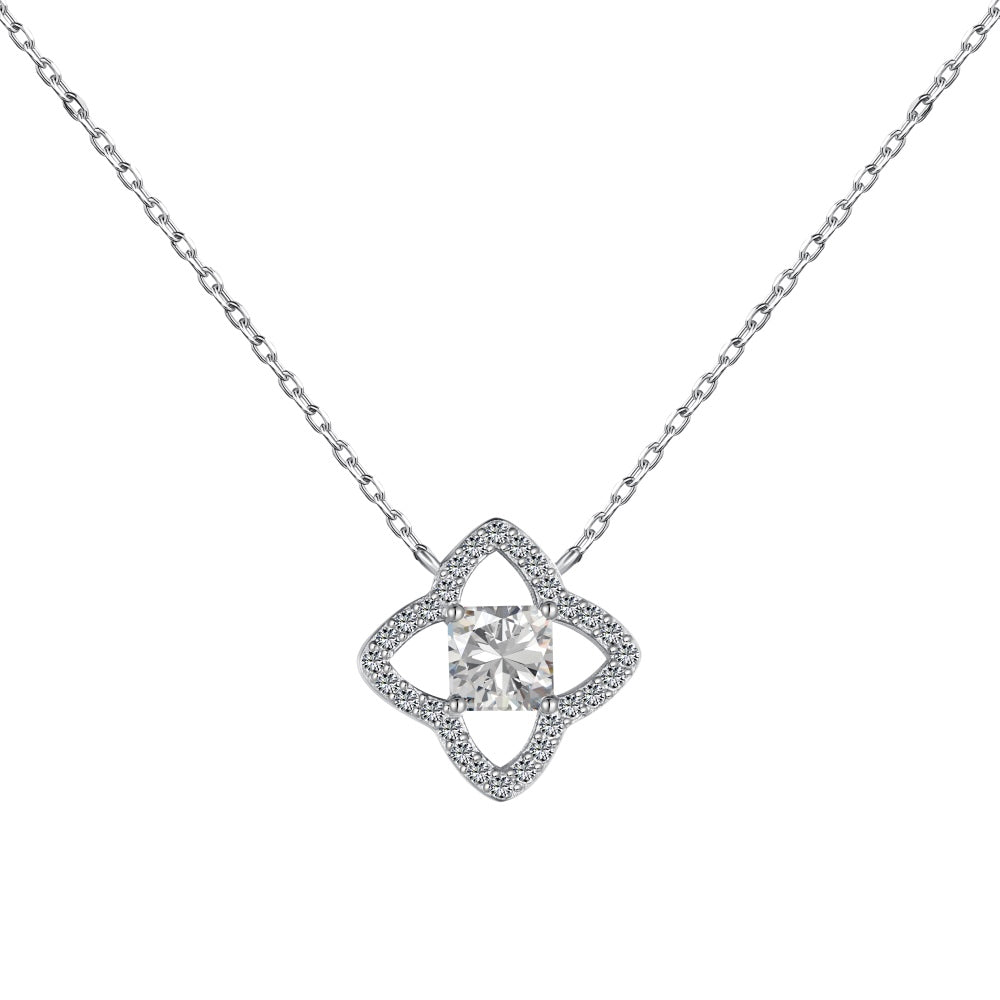 [GALE]Exquisite Flower Shape Princess Cut Necklace