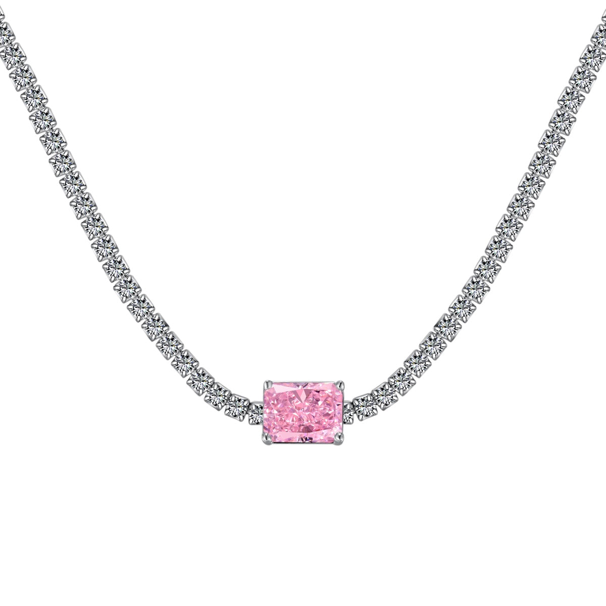 [GALE]2.0 carat Ornate Emerald Cut Necklace
