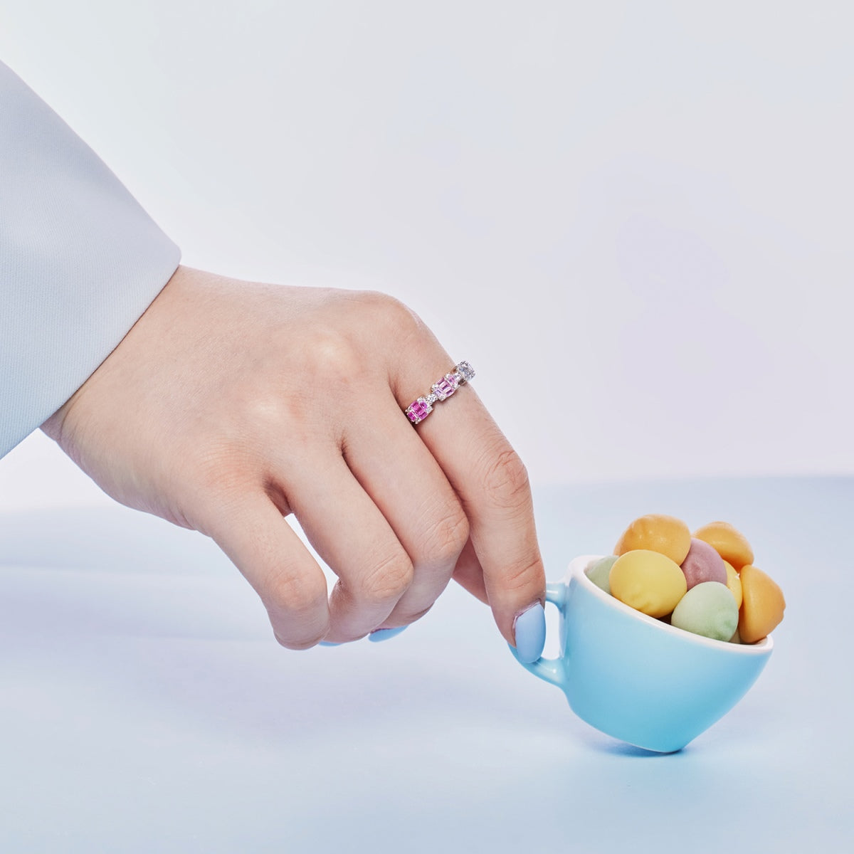 [GALE]Unique Colorful Emerald Cut Party Ring