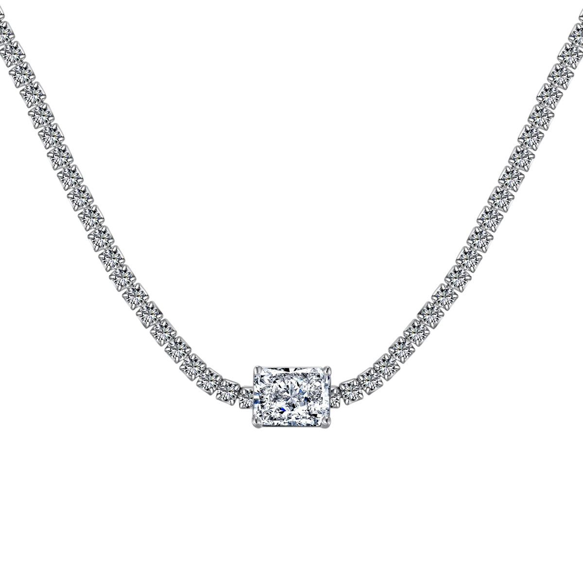 [GALE]2.0 carat Ornate Emerald Cut Necklace