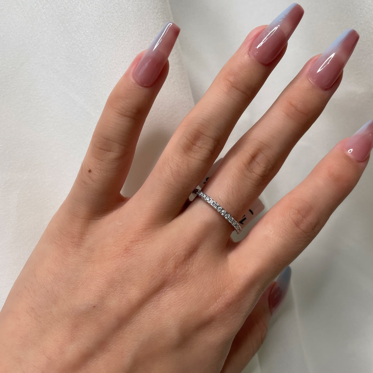 [GALE]Delicate Sparkling Round Cut Daily Ring