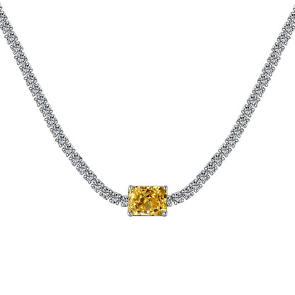 [GALE]2.0 carat Ornate Emerald Cut Necklace