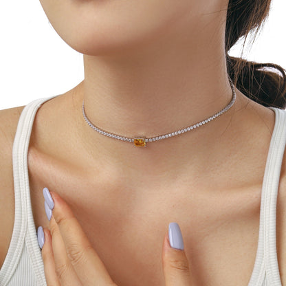 [GALE]2.0 carat Ornate Emerald Cut Necklace