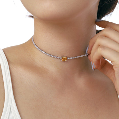 [GALE]2.0 carat Ornate Emerald Cut Necklace