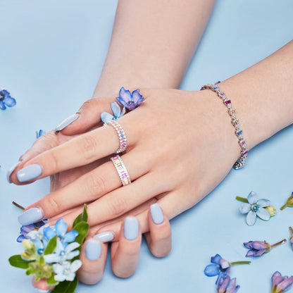 [GALE]Dainty Kaleidoscopic Emerald Cut Daily Ring