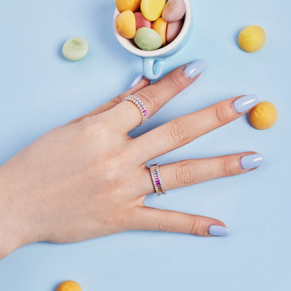 [GALE]Dainty Kaleidoscopic Emerald Cut Daily Ring