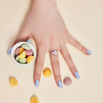 [GALE]Luxurious Colorful Flower Shape Banquet Ring