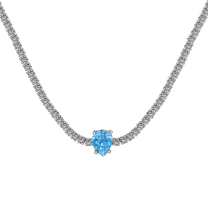 [GALE]1.0 carat Unique Pear Cut Tennis Necklace