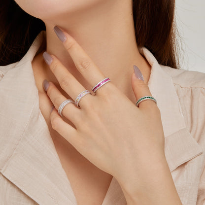 [GALE]Delicate Colorful Round Cut Daily Ring