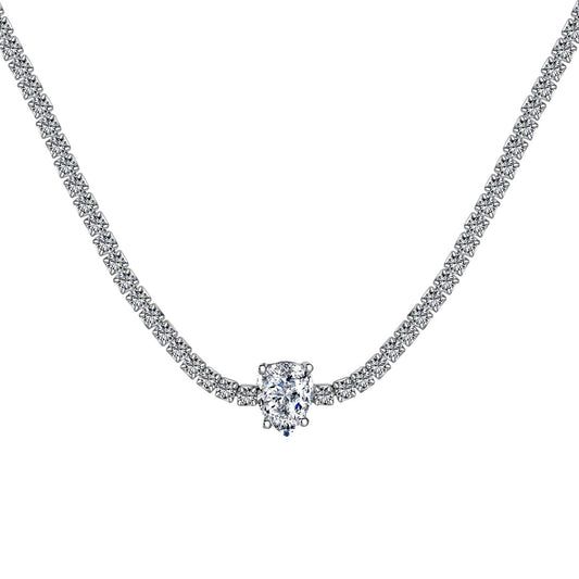 [GALE]1.0 carat Unique Pear Cut Tennis Necklace