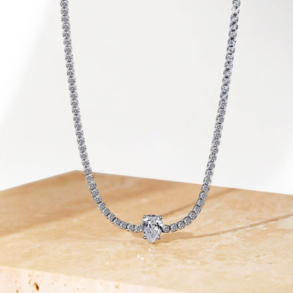 [GALE]1.0 carat Unique Pear Cut Tennis Necklace