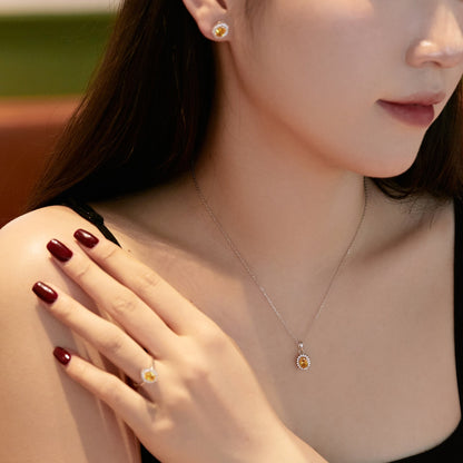 [GALE]Delicate Radiant Oval Cut Daily Earrings