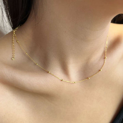 [GALE]Small Bead Clavicle Chain Simple Necklace