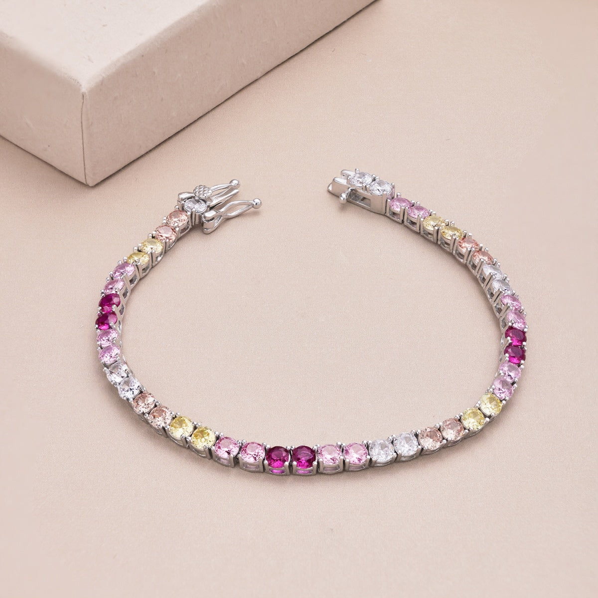 [GALE]Radiant Colorful Round Cut Tennis Bracelet