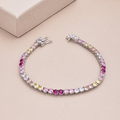 [GALE]Radiant Colorful Round Cut Tennis Bracelet