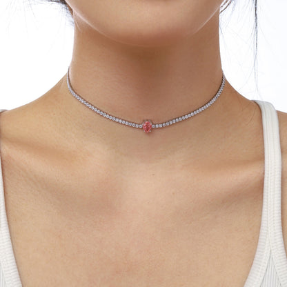 [GALE]1.0 carat Unique Pear Cut Tennis Necklace
