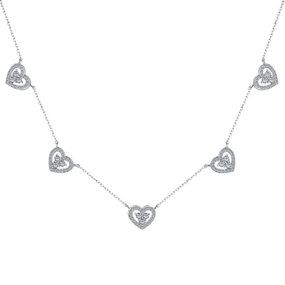 [GALE]Sparkling Five Heart Necklace