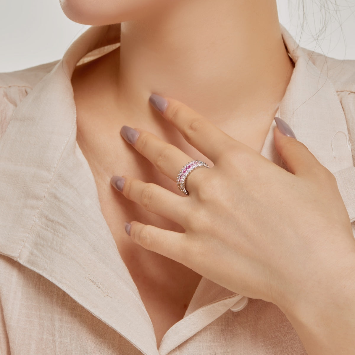 [GALE]Ornate Colorful Radiant Cut Daily Ring