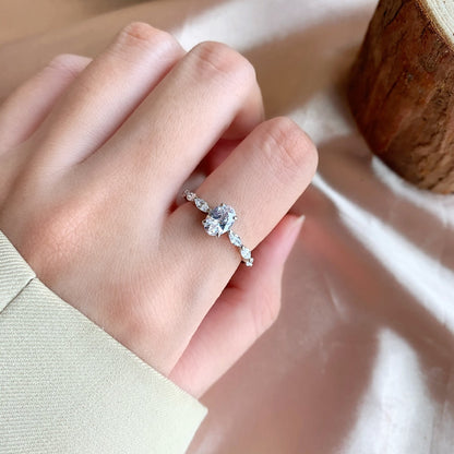 [GALE]0.75 Carat Luxurious Vibrant Elongated Cushion Cut Daily Ring