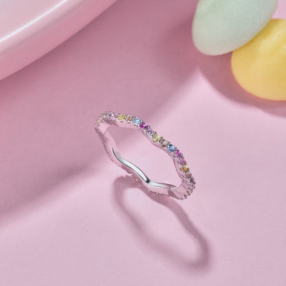 [GALE]Dainty Colorful Round Cut Party Ring