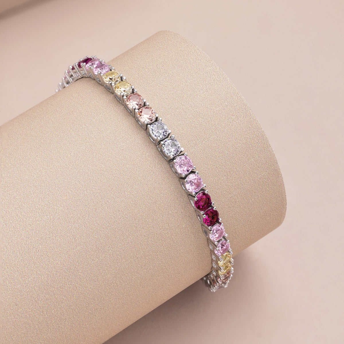 [GALE]Radiant Colorful Round Cut Tennis Bracelet