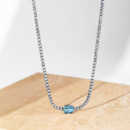 [GALE]1.0 Carat Shining Oval Cut Necklace