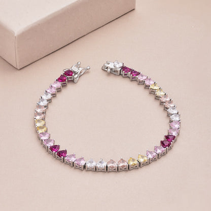 [GALE]Luxurious Colorful Romantic Heart Shape Lover Bracelet