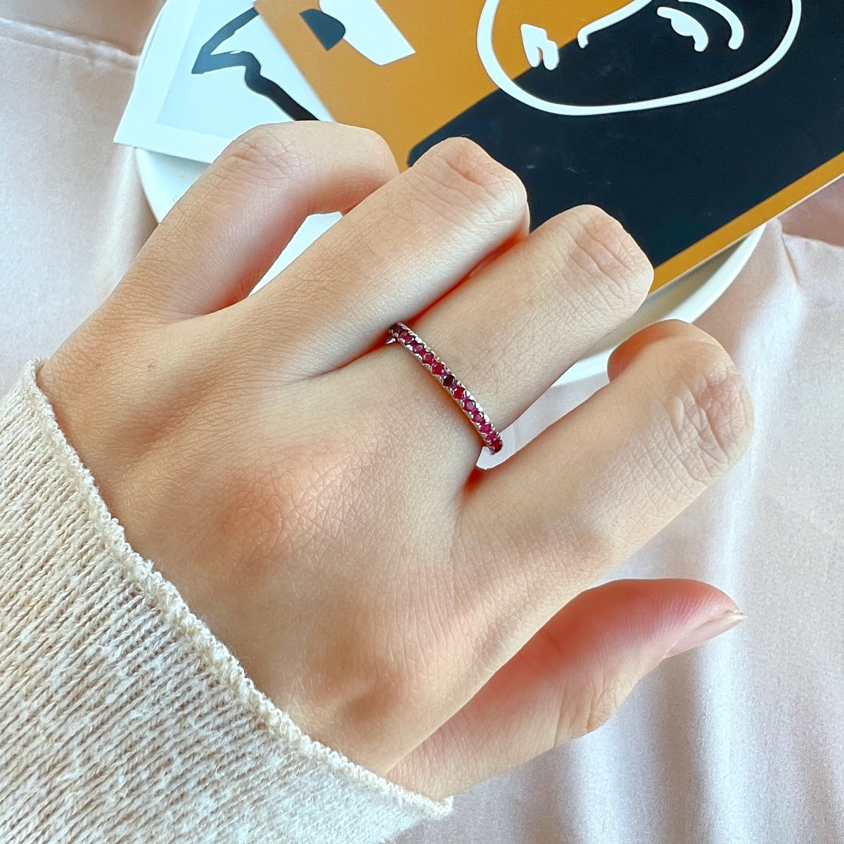 [GALE]Delicate Sparkling Round Cut Daily Ring