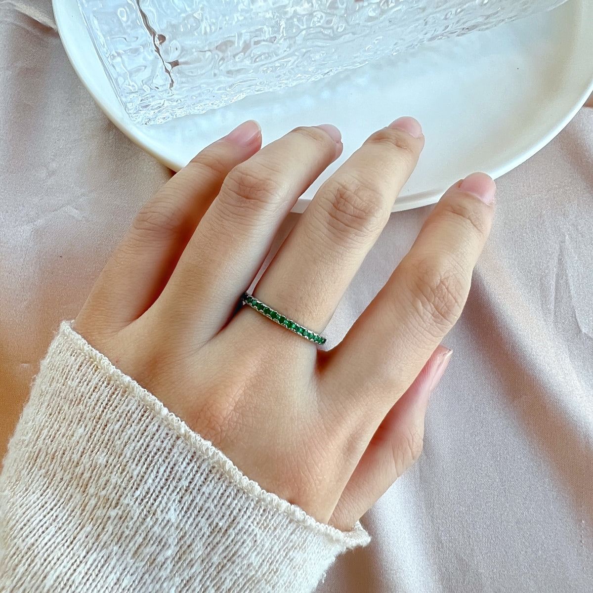 [GALE]Delicate Sparkling Round Cut Daily Ring