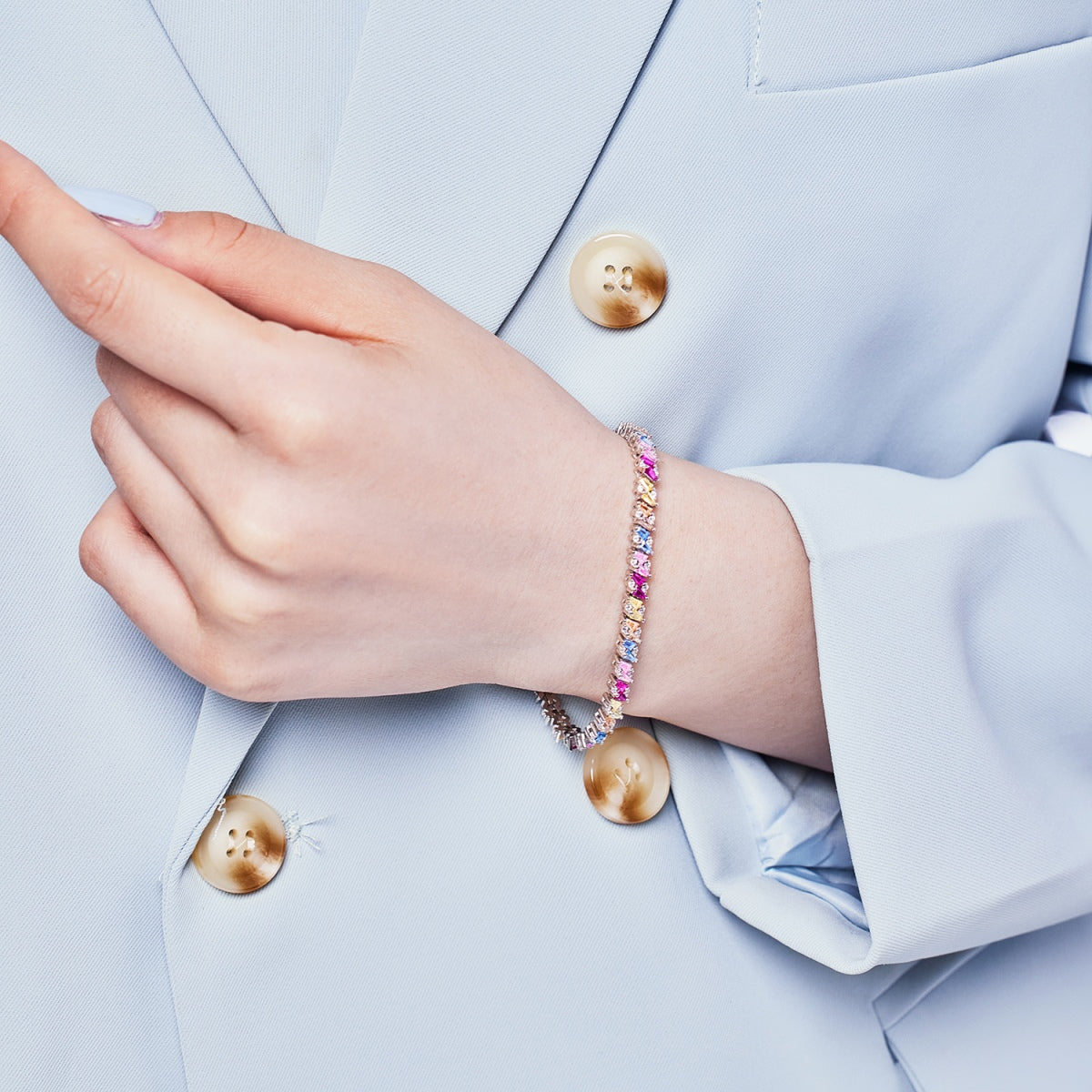 [GALE]Ornate Sparkling Multi Cut Party Bracelet