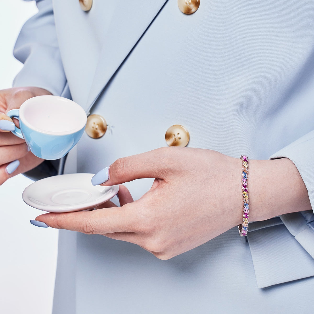 [GALE]Ornate Sparkling Multi Cut Party Bracelet