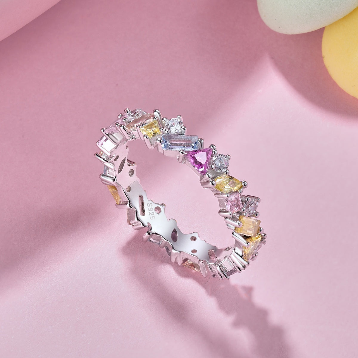 [GALE]Dazzling Polychromatic Multi cut Daily Ring