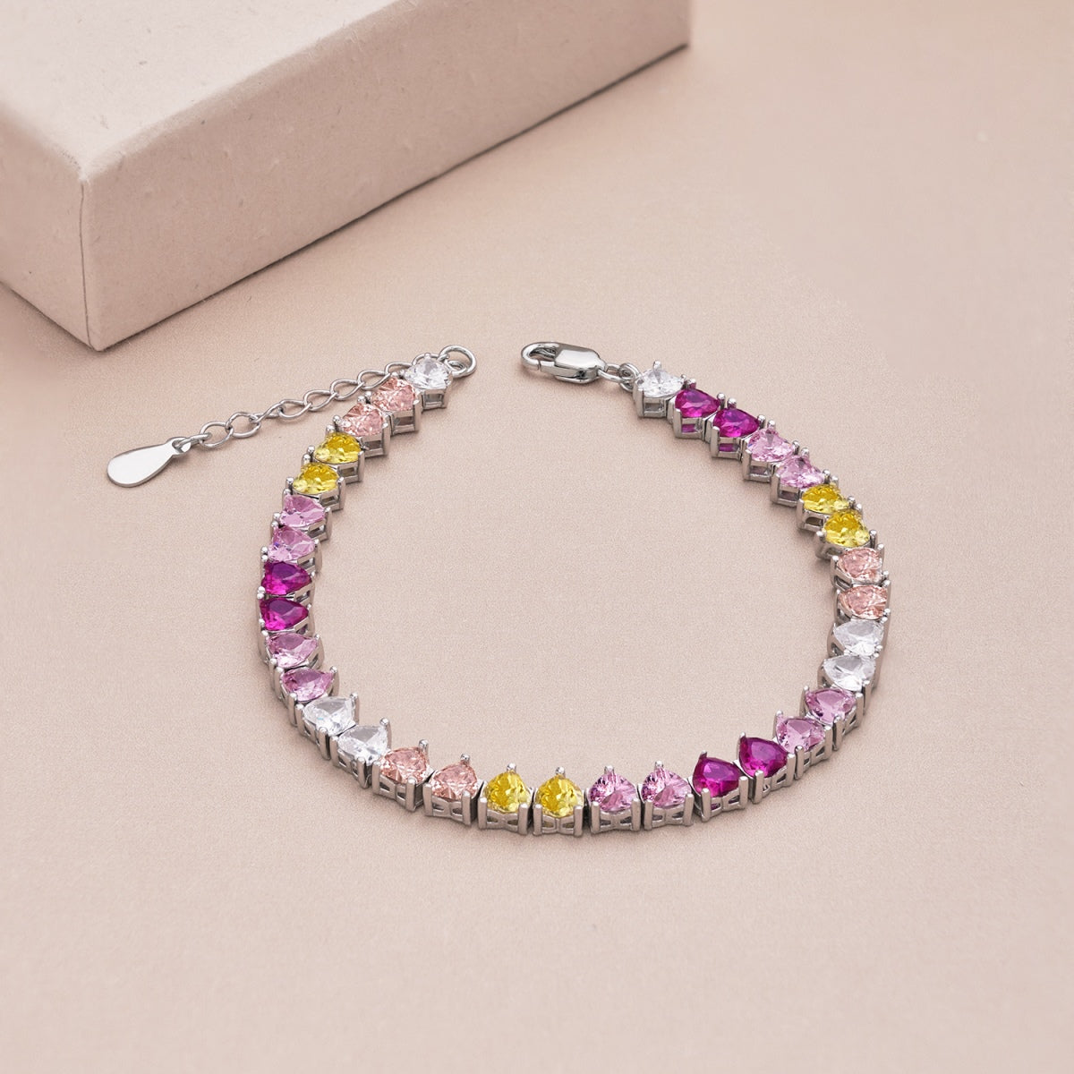 [GALE]Luxurious Colorful Romantic Heart Shape Lover Bracelet