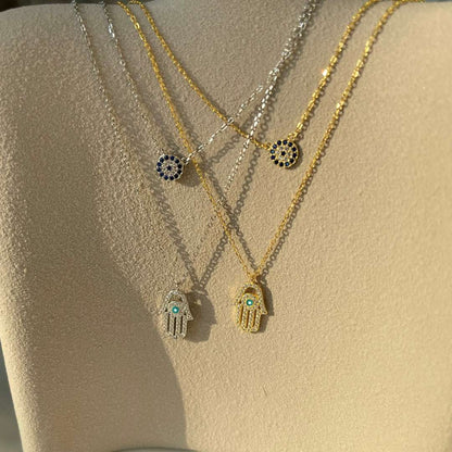 [GALE]Demon Eye Hamsa Palm Necklace