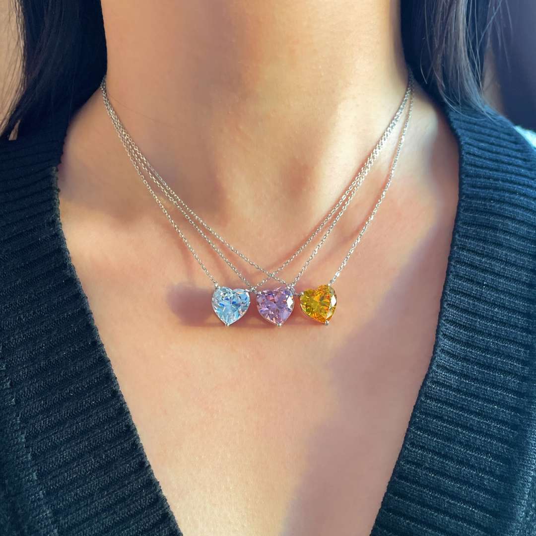 [GALE]6.0 carat Radiant Heart Shape Necklace