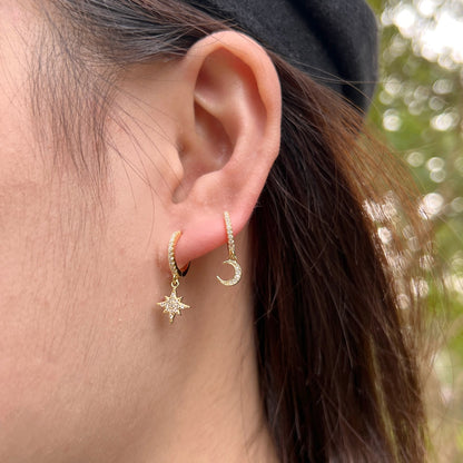 [GALE]Star and Moon Asymmetric Earrings