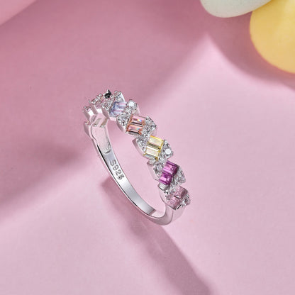 [GALE]Delicate Vibrant Emerald Cut Daily Ring