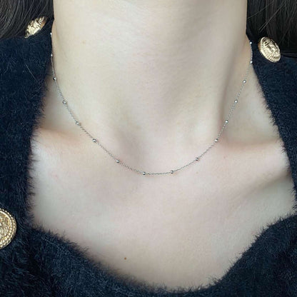 [GALE]Small Bead Clavicle Chain Simple Necklace