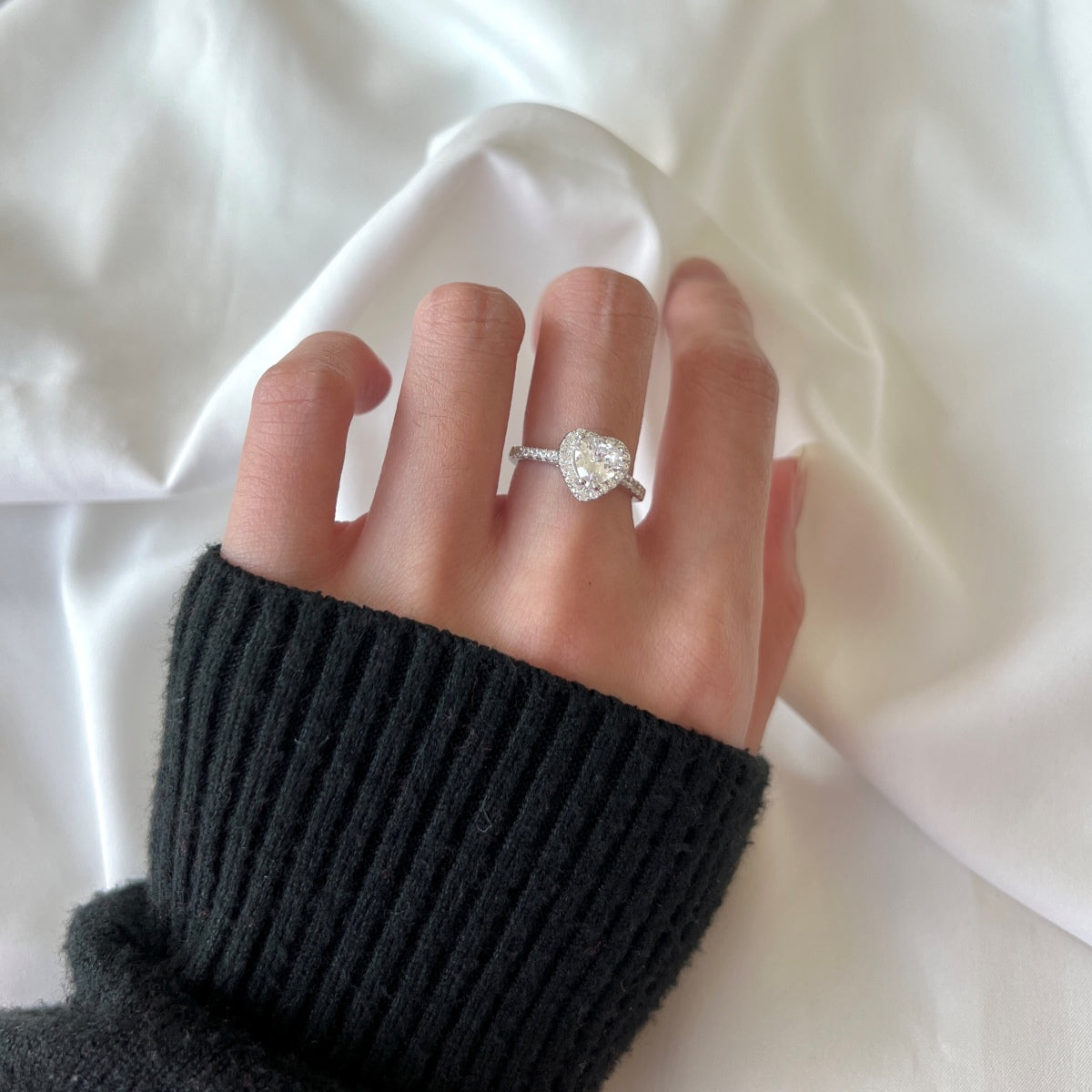 [GALE]Eternity Splashy Romantic Heart Shape Lover Ring