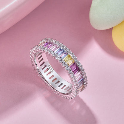 [GALE]Dainty Kaleidoscopic Emerald Cut Daily Ring