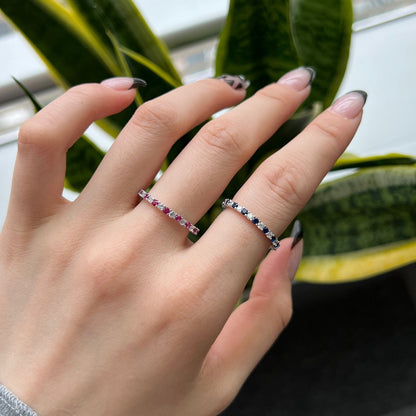 [GALE]Exquisite Colorful Round Cut Tennis Ring