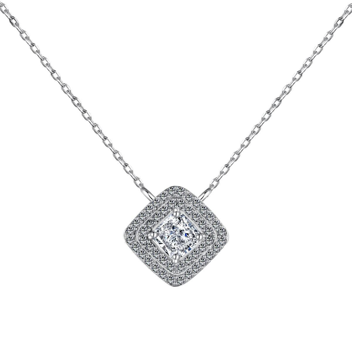 [GALE]Sparkling Asscher Cut Necklace