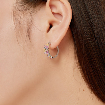 [GALE]Dazzling Colorful Emerald Cut Daily Earrings