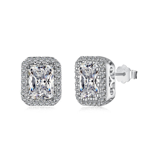 [GALE]1.0 Carat Luxurious Dainty Emerald Cut Daily Earrings