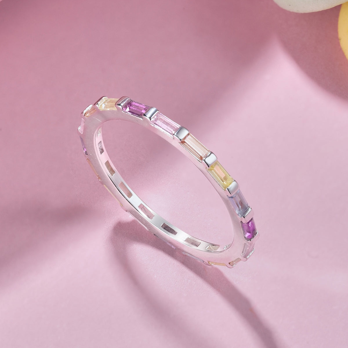 [GALE]Exquisite Multicolored Emerald Cut Daily Ring