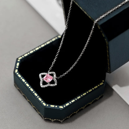 [GALE]Exquisite Flower Shape Princess Cut Necklace
