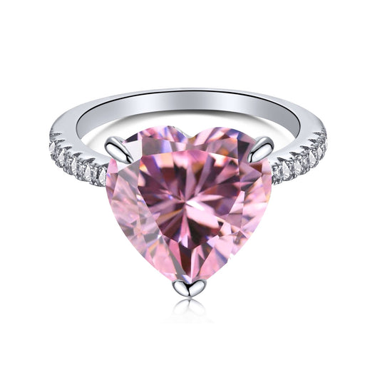 [GALE]6.0 Carat Luxurious Sparkling Romantic Heart Cut Lover Ring