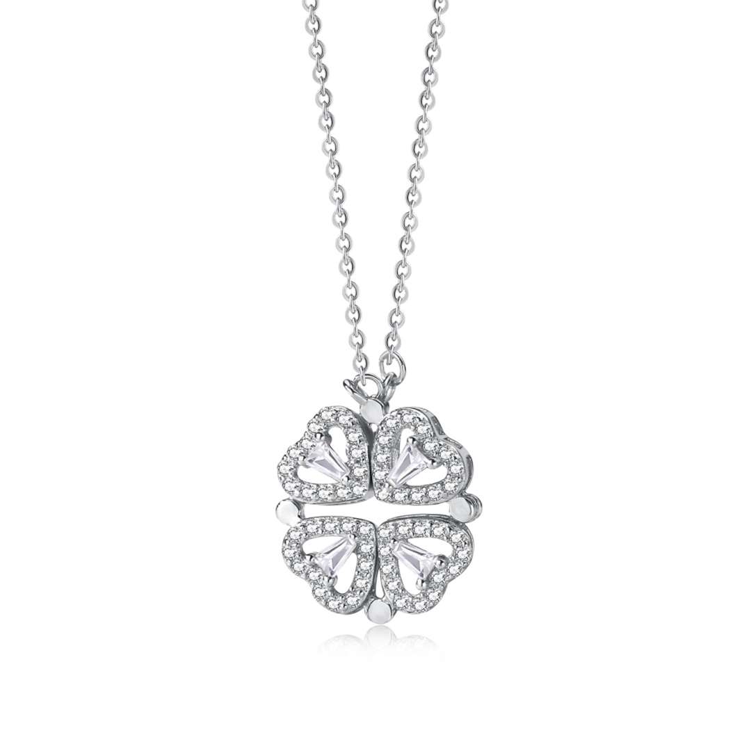 [GALE]Ornate Heart Cut Flower Shape Necklace
