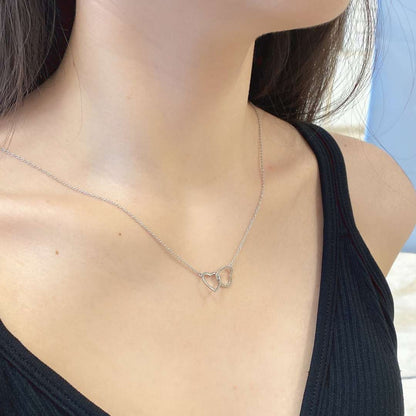 [GALE]Sterling Silver Love Double Ring Necklace